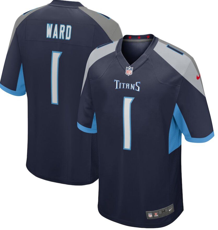 youth Tennessee Titans #1 Cameron Ward Navy Blue 2025 NFL Draft First Round Pick Nike  Game Jersey